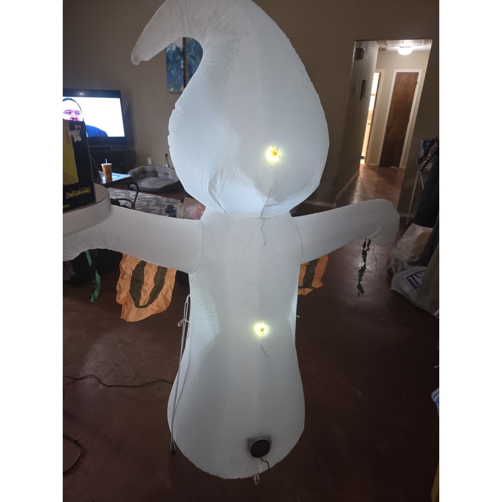 Halloween Spooky Ghost Inflatable 5.3ft LED Light Up Yard Decoration BOO Banner - Picture 5 of 8